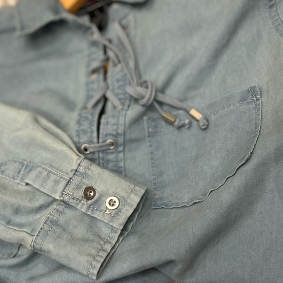 Polly & Esther Denim Lace-up Top - Picture 4 of 4